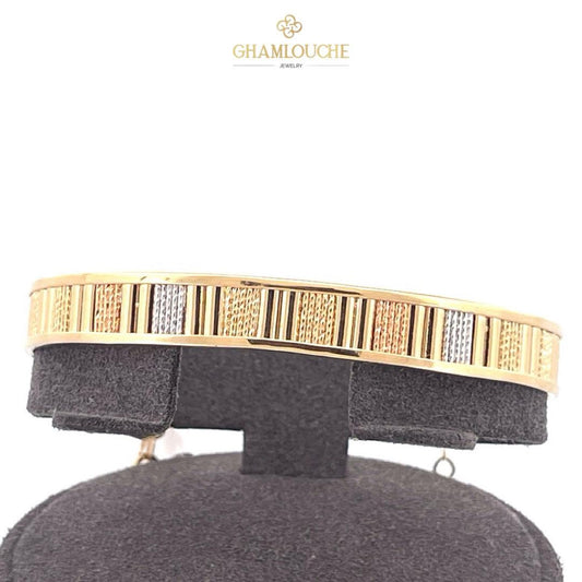 18K Yellow , White and Rose Gold Bangle
