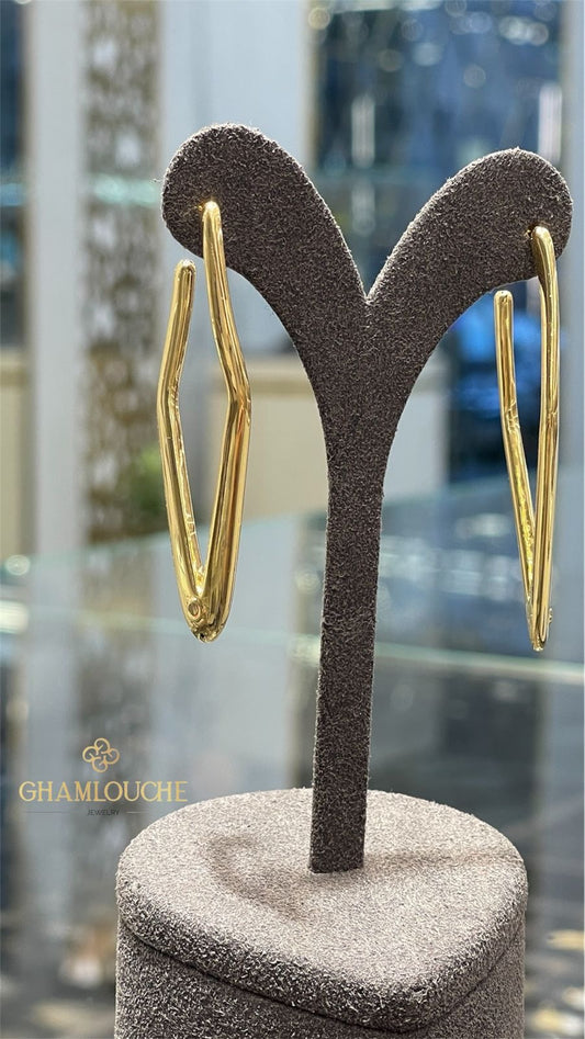 18K Gold V-Shaped Hoop Earrings