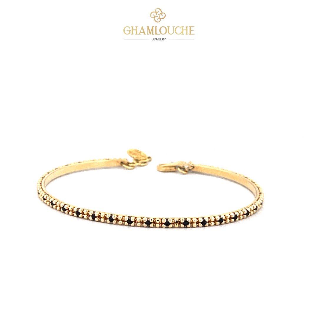 18K Gold Bangle with Stones