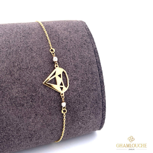 18K Yellow and White Gold Diamond Shape Bracelet