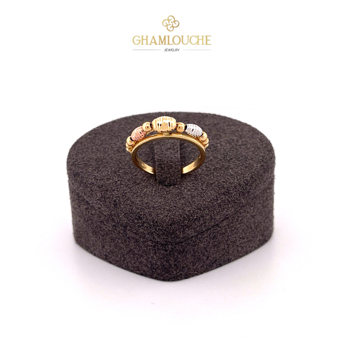 18K Italian Yellow, White and Rose Gold Ring
