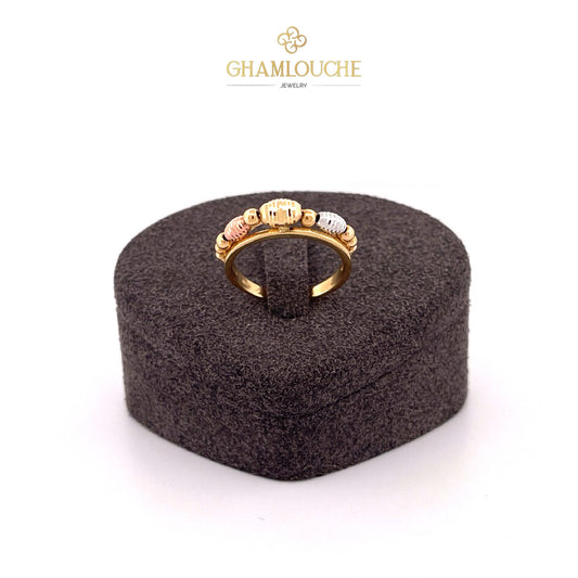18K Italian Yellow, White and Rose Gold Ring