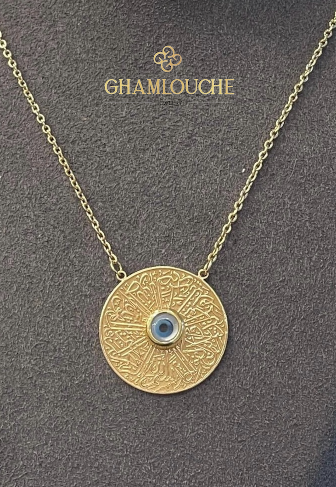 18K Gold Evil Eye Necklace with Enamel