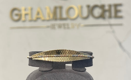 18K Italian Yellow , White and Rose Gold Bangle