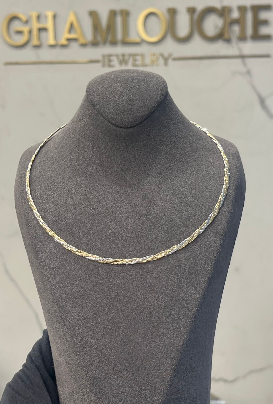 18K Italian Yellow and White Gold Necklace
