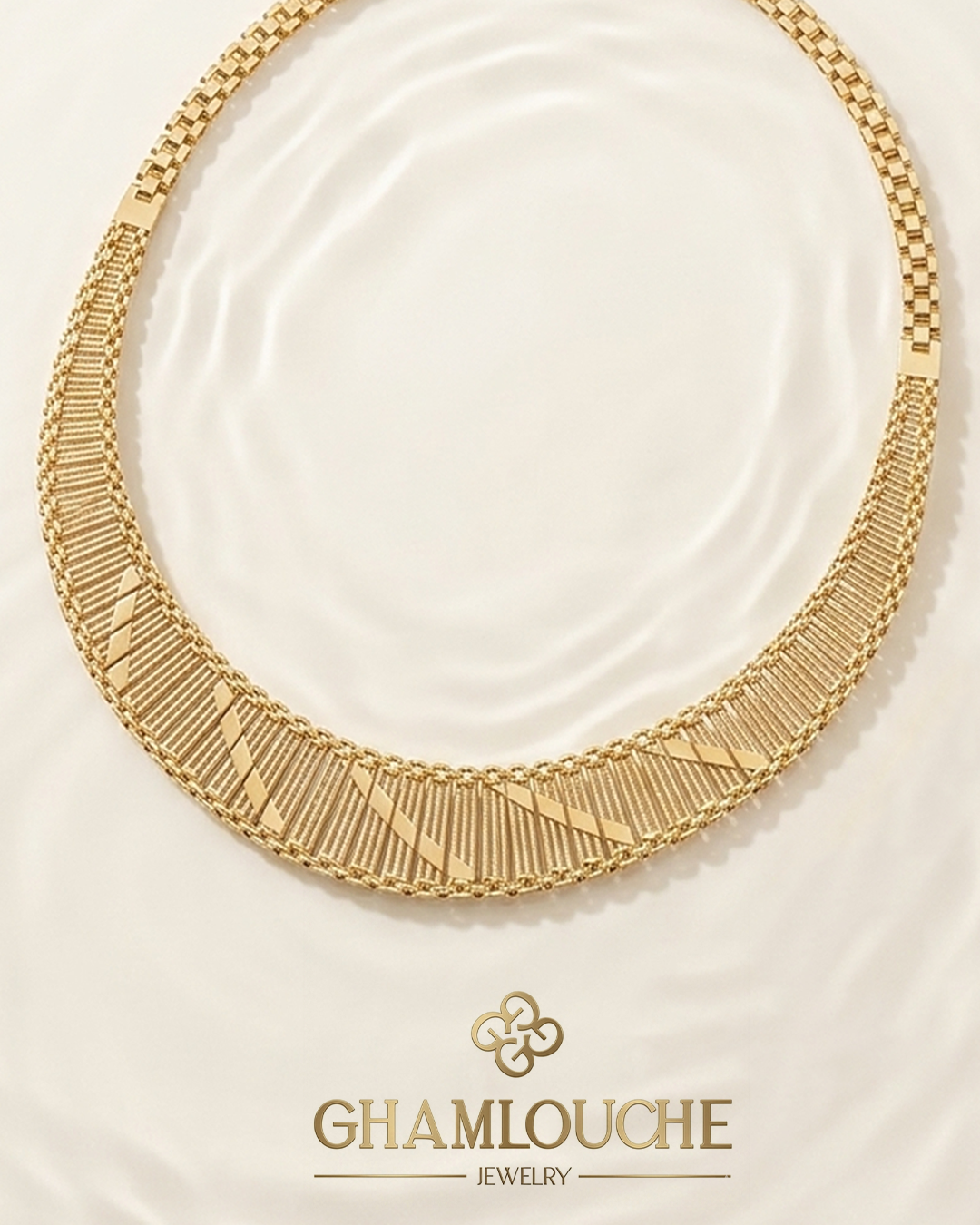18K Gold Linear Pattern Set