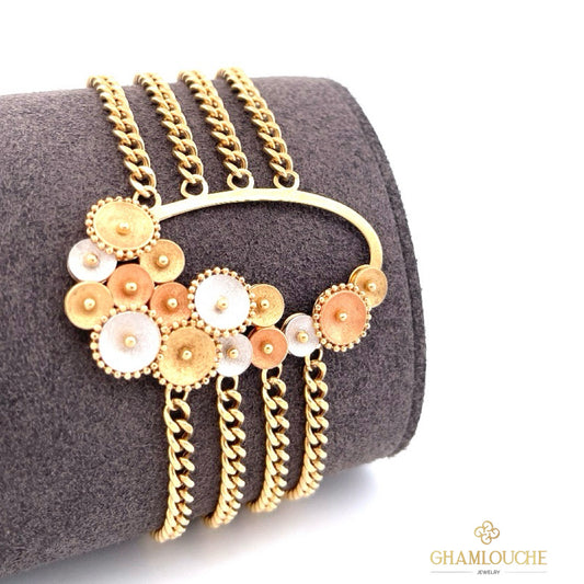 18K Yellow , White and Rose Gold Bracelet
