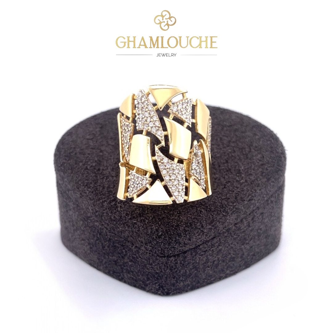 18K Gold Modern Ring with Stones