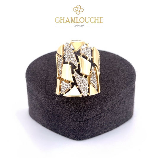 18K Gold Modern Ring with Stones