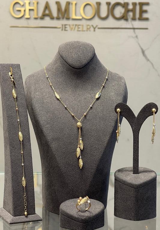 18K Italian Yellow , White and Rose Gold Set