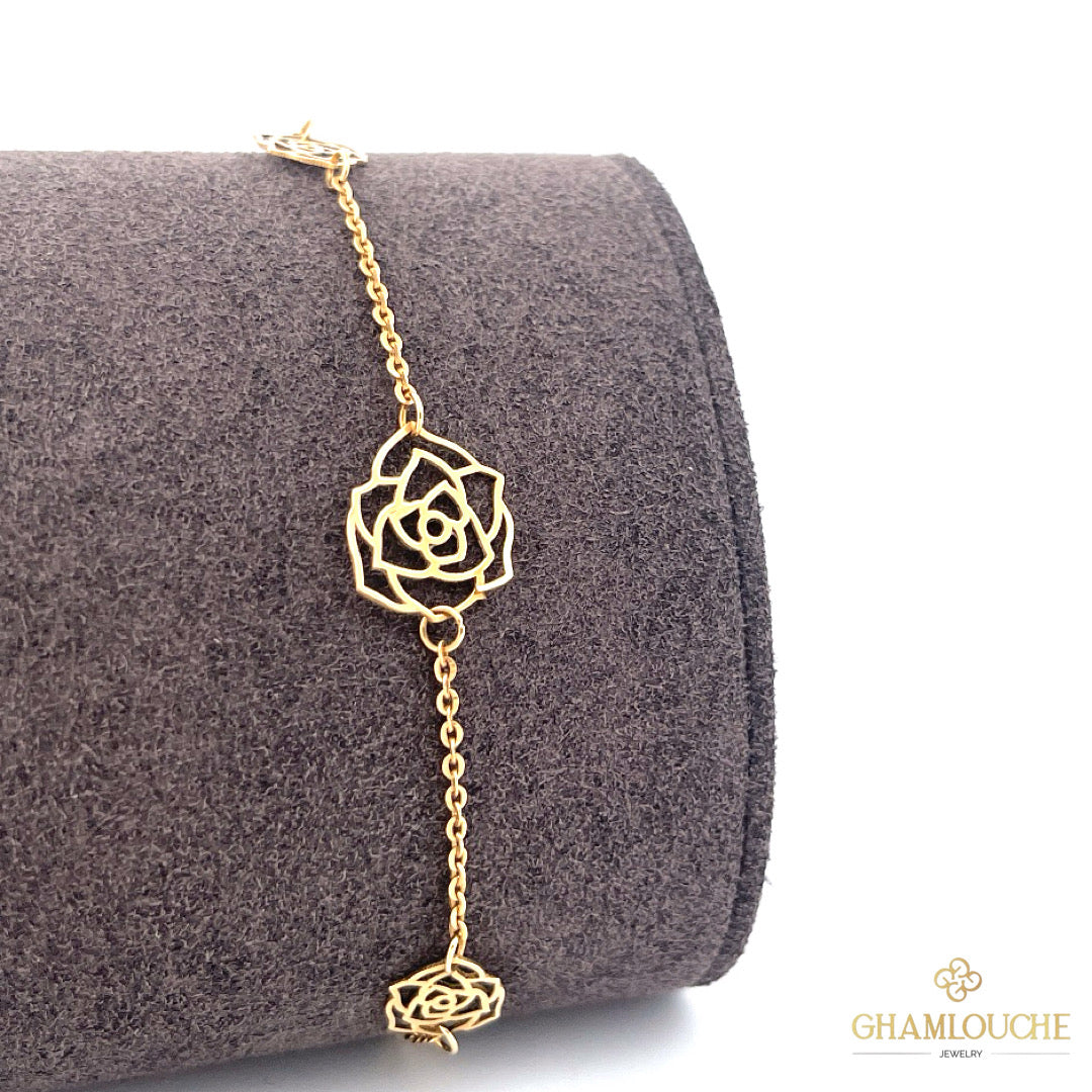 18K Gold Flowers Bracelet