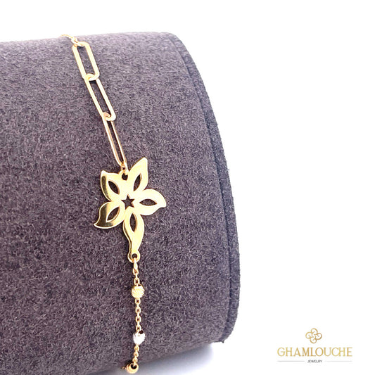 18K Yellow and White Gold Simple Bracelet