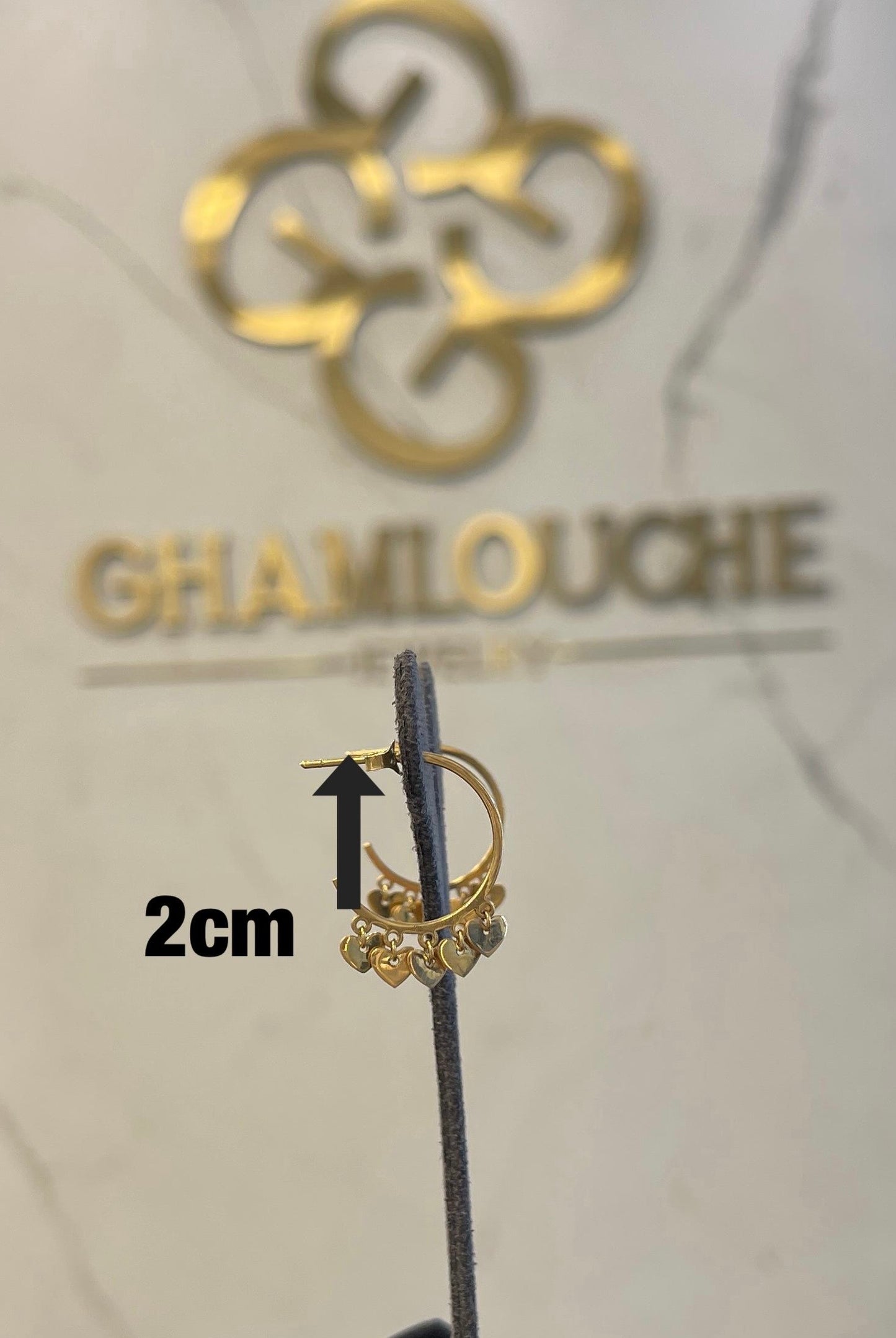 18K Gold Hearts C Hoop Earrings