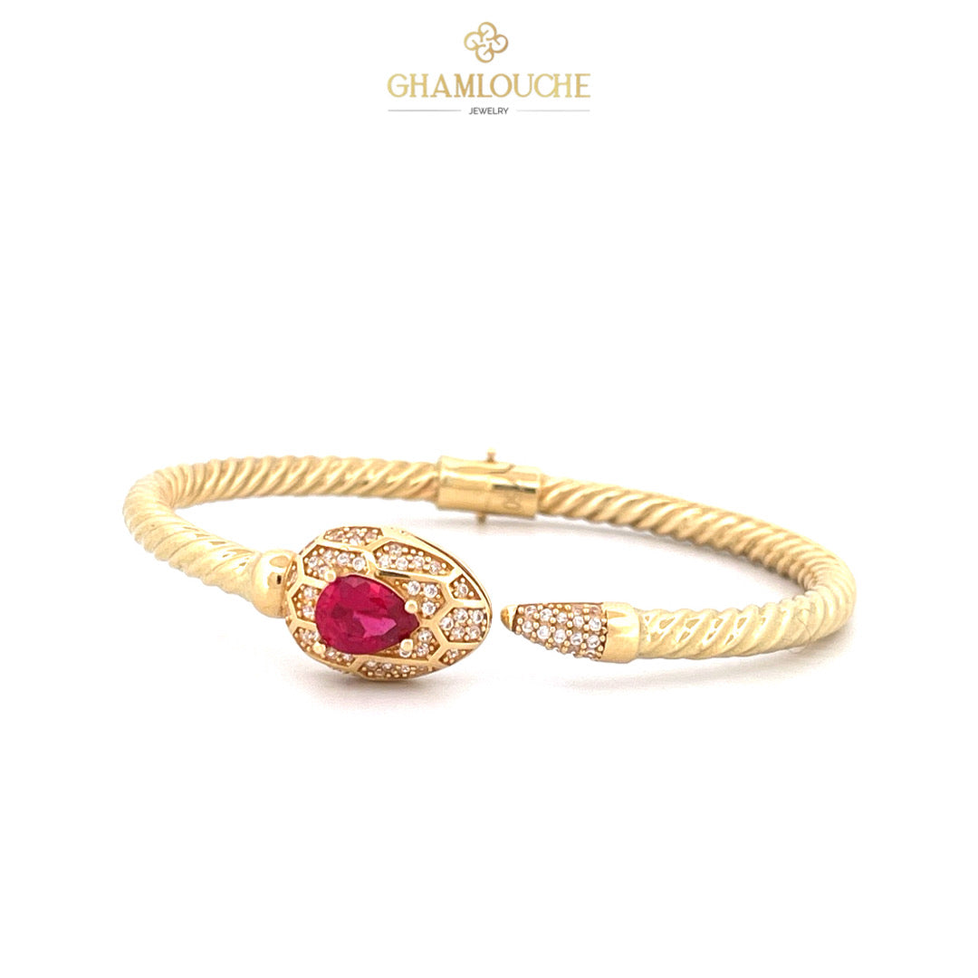 18K Gold Bangle with Stones