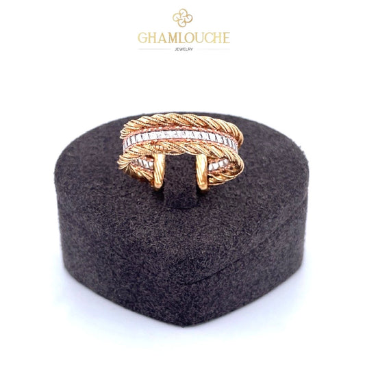 18K Italian Yellow, White and Rose Gold Ring