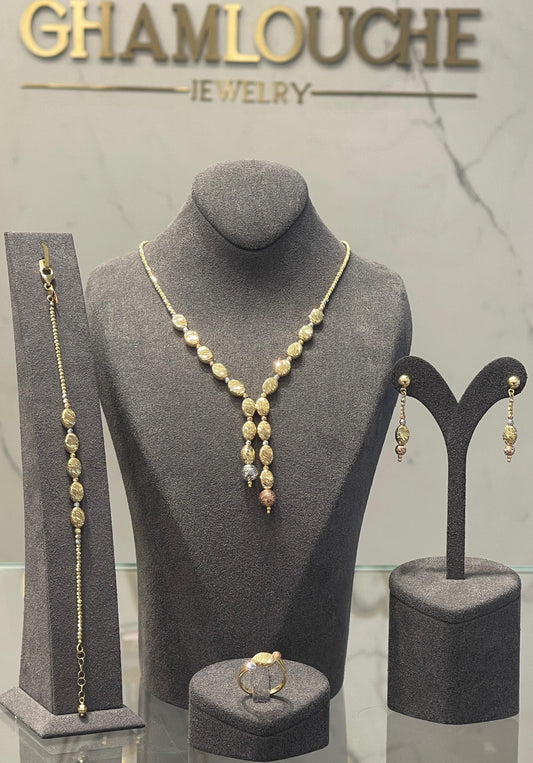 18K Italian Yellow , White and Rose Gold Set
