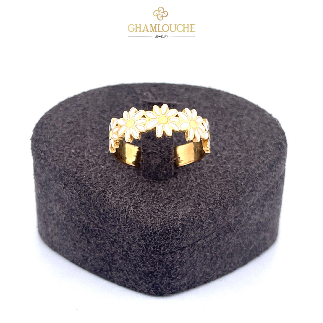 18K Gold Flowers Kid’s Ring with Enamel