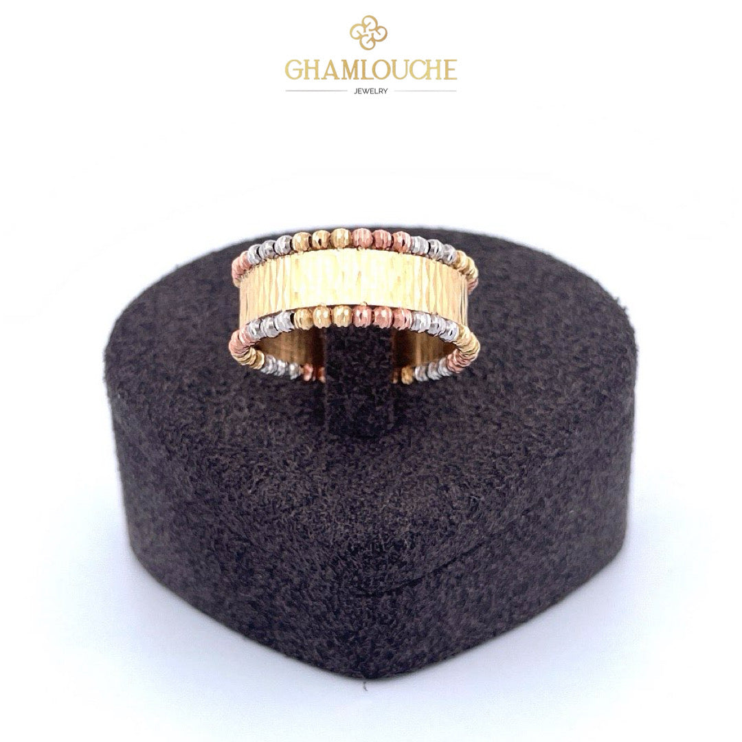 18K Italian Yellow, White and Rose Gold Ring