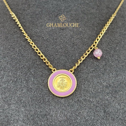 18K آية الكرسي Gold Kid’s Girl Necklace with Enamel