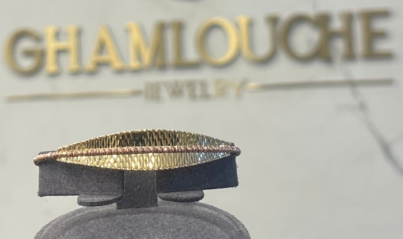 18K Italian Yellow and Rose Gold Bangle