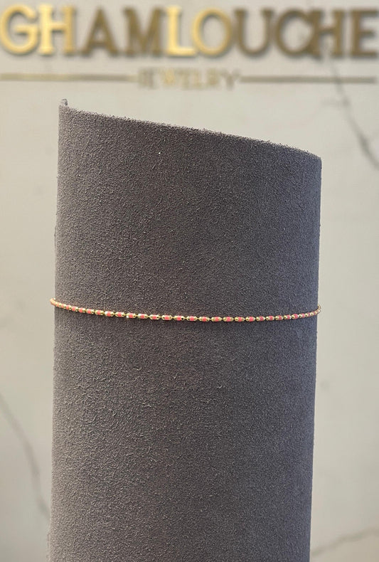 18K Gold Anklet with Enamel