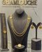 21K Gold Coin Wheat and Flower Motif Layered Set