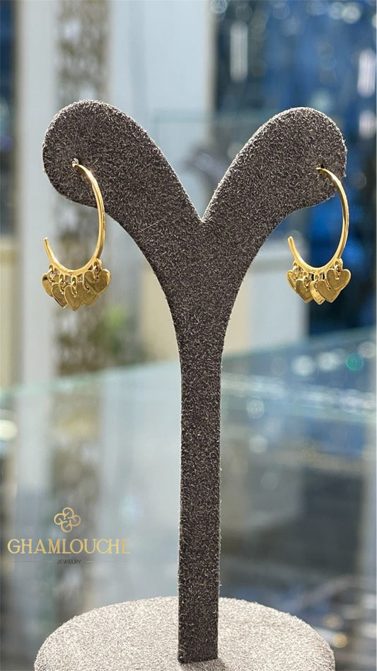 18K Gold Hearts C Hoop Earrings