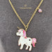 18K Gold Unicorn Kid’s Girl Necklace with Enamel