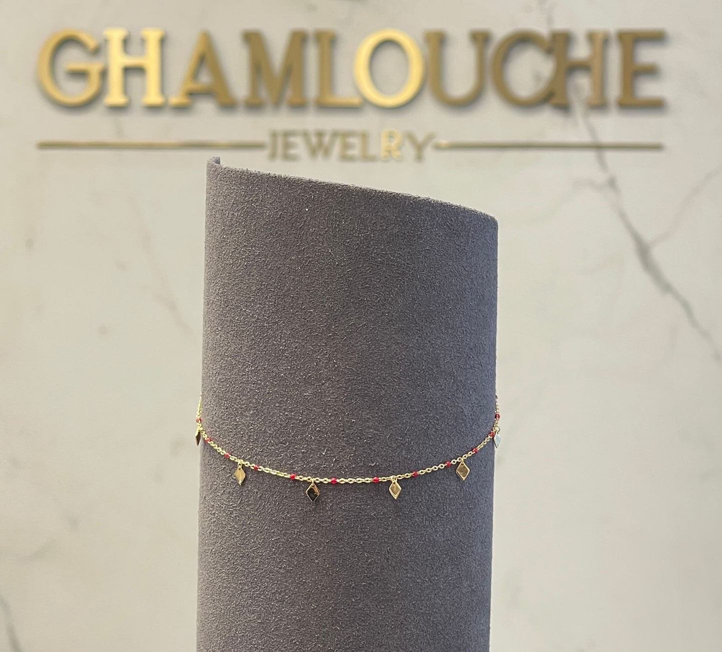 18K Gold Anklet with Enamel