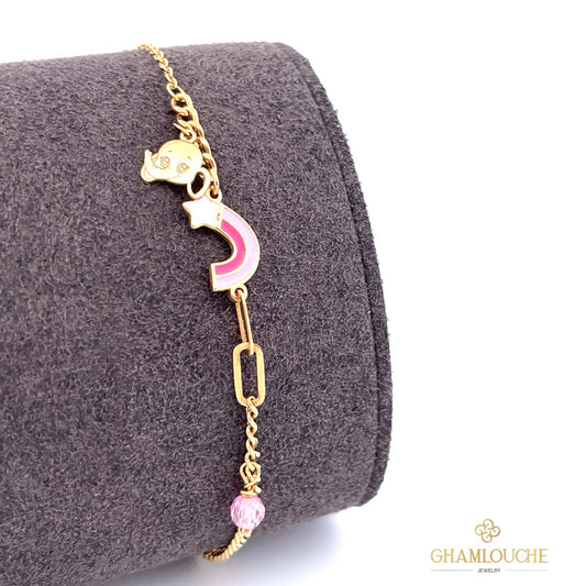 18K Gold Kid’s Rainbow Bracelet with Enamel