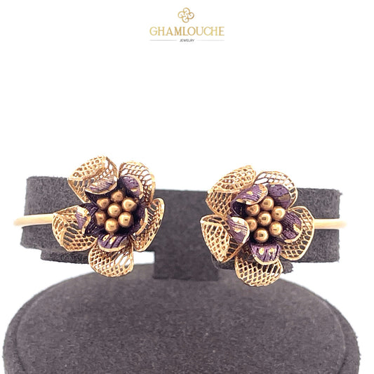 18K Italian Flower Gold Bangle