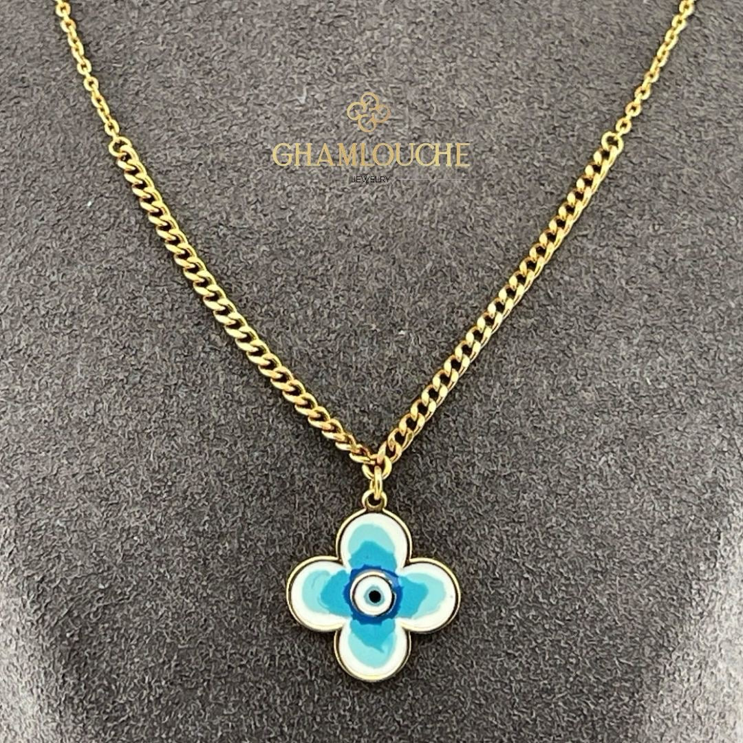 18K Gold Flower Kid’s Girl Necklace with Enamel