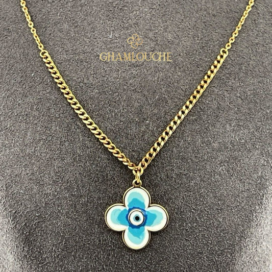 18K Gold Flower Kid’s Girl Necklace with Enamel