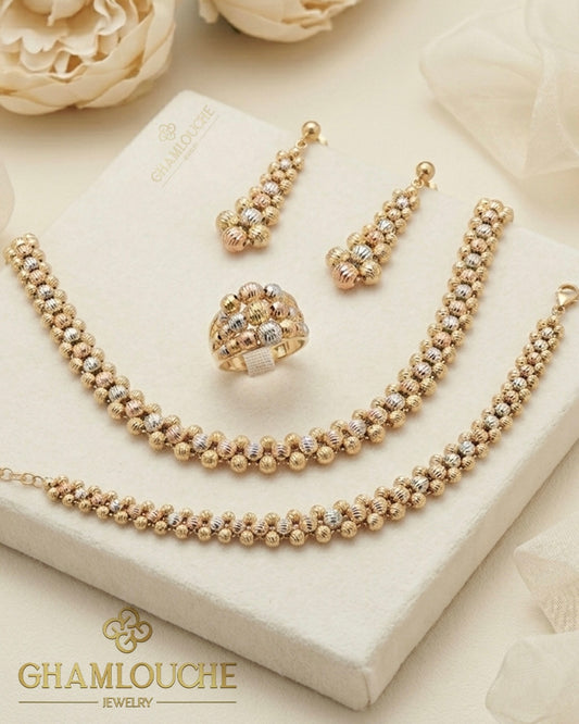 18K Italian Yellow , White and Rose Gold Set