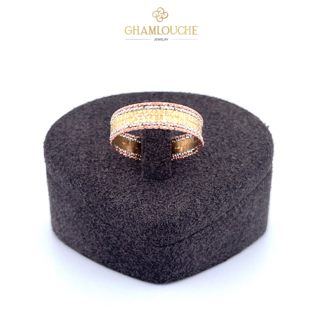 18K Italian Yellow, White and Rose Gold Ring