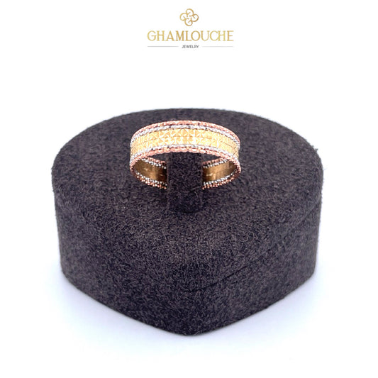 18K Italian Yellow, White, and Rose Gold Ring