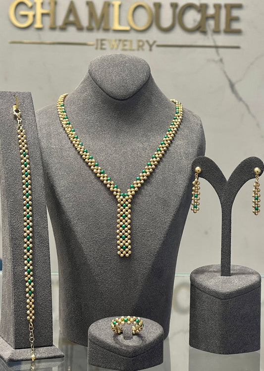 18K Italian Yellow and Green Gold Set