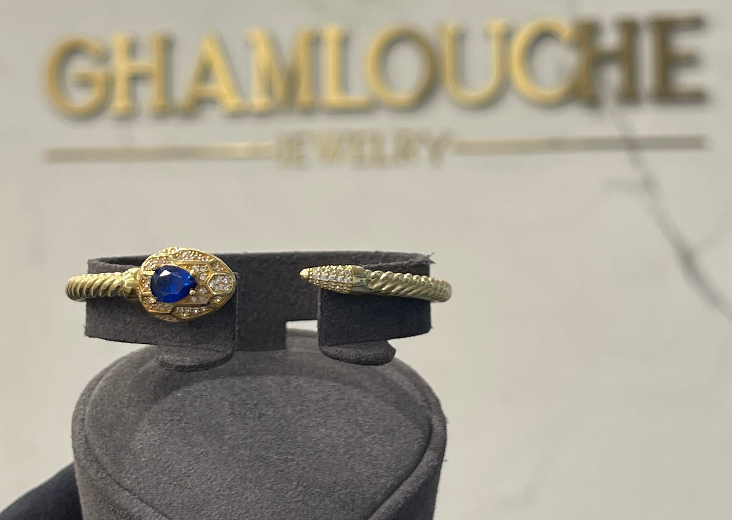 18K Gold Bangle with Stones
