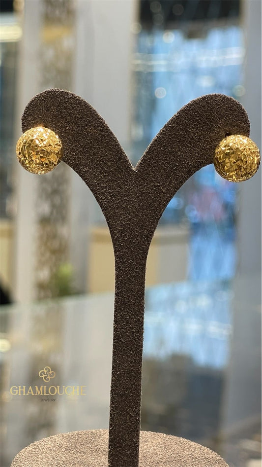 18K Yellow and White Gold Sphere Stud Earrings
