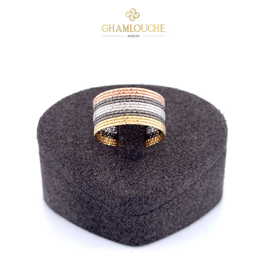 18K Italian Yellow, White , Black and Rose Gold Ring