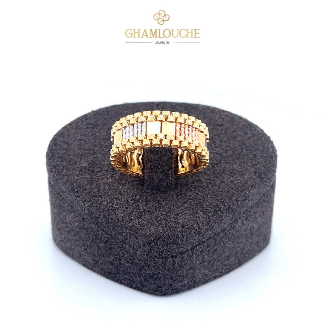 18K Italian Yellow, White, and Rose Gold Ring
