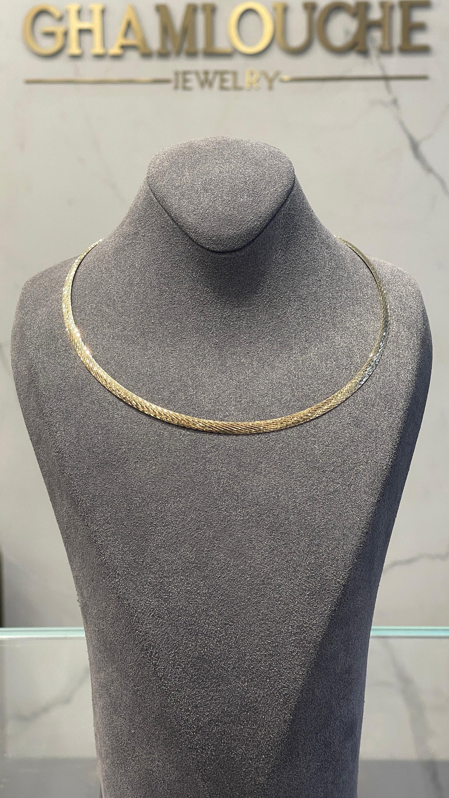 18K Italian Gold Double Sided Brushed Necklace