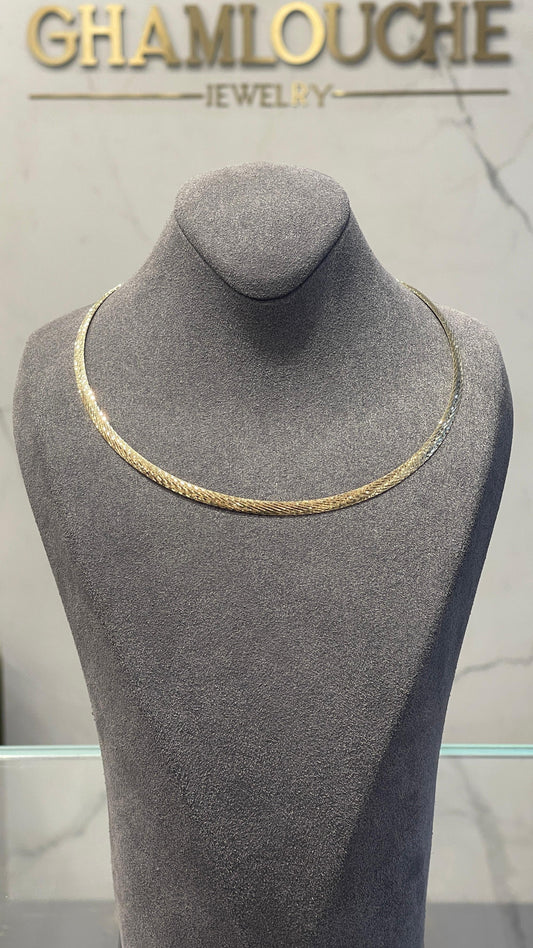 18K Italian Gold Double Sided Brushed Necklace