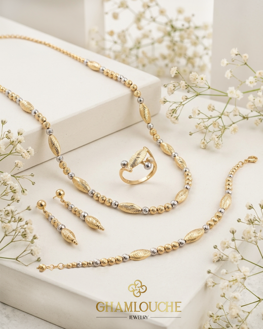 18K Italian Yellow and White Gold Set