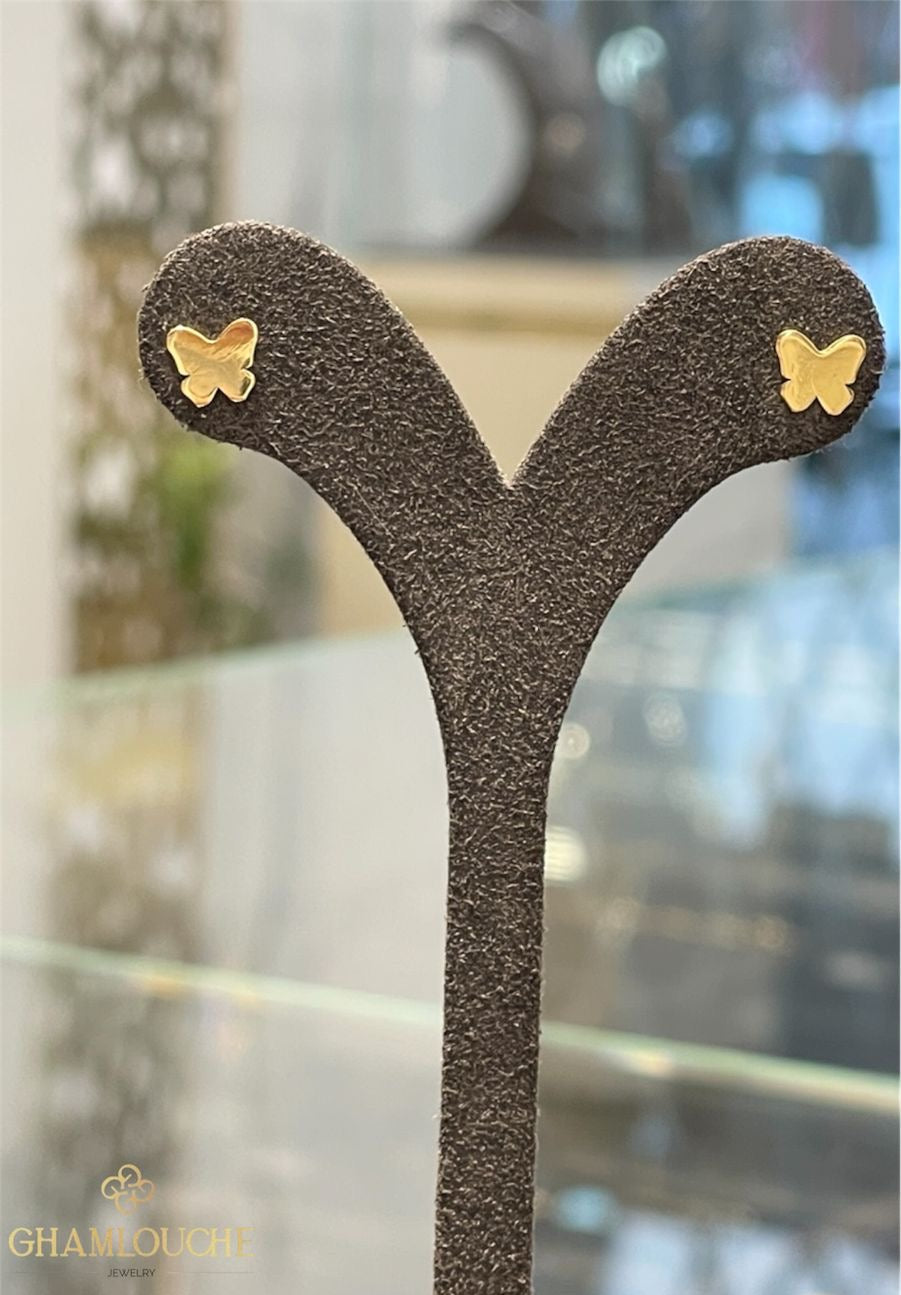 18K Gold Butterfly Stud Earrings
