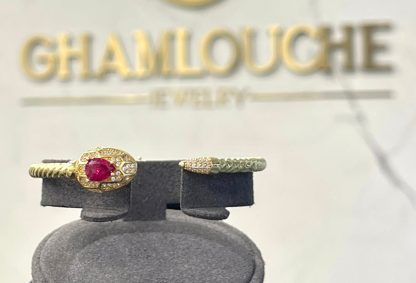 18K Gold Bangle with Stones