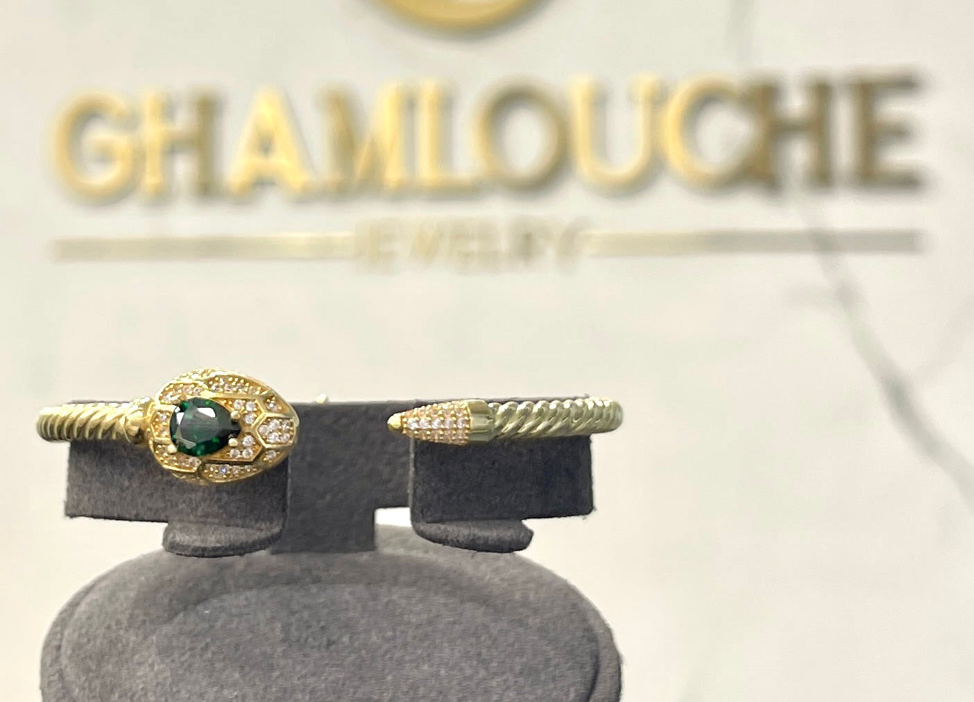 18K Gold Bangle with Stones