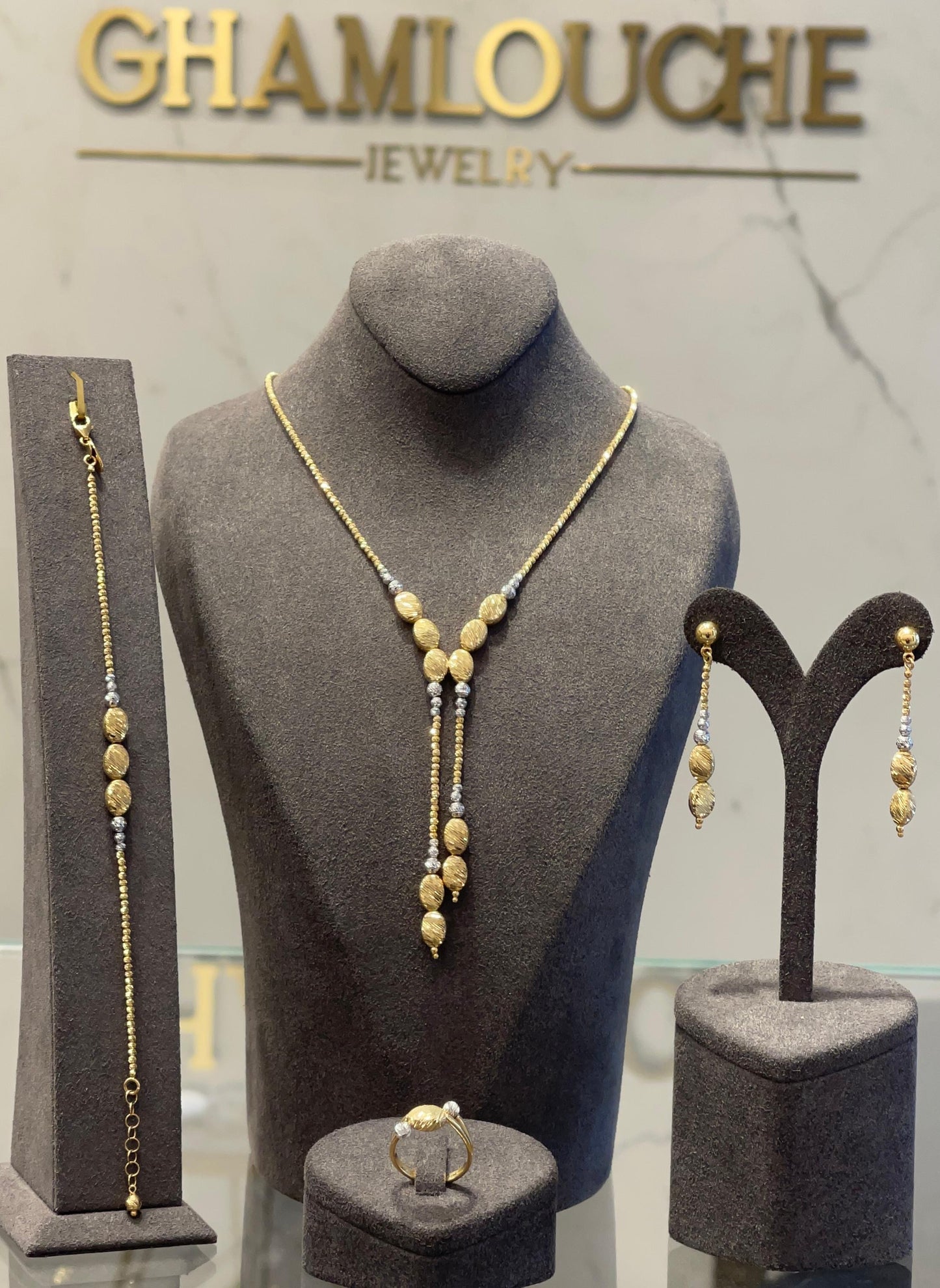 18K Italian Yellow and White Gold Set