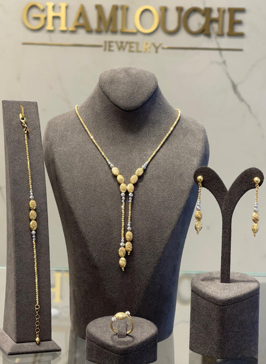 18K Italian Yellow and White Gold Set