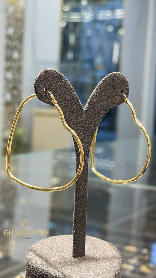 18K Gold Heart Hoop Earrings